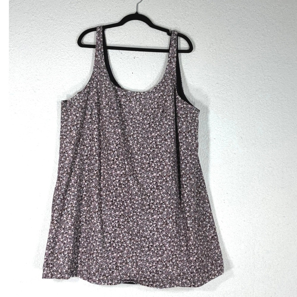 H&M Black Floral Sleeveless Shift Dress - XXL - Cotton Blend Cottagecore Boho